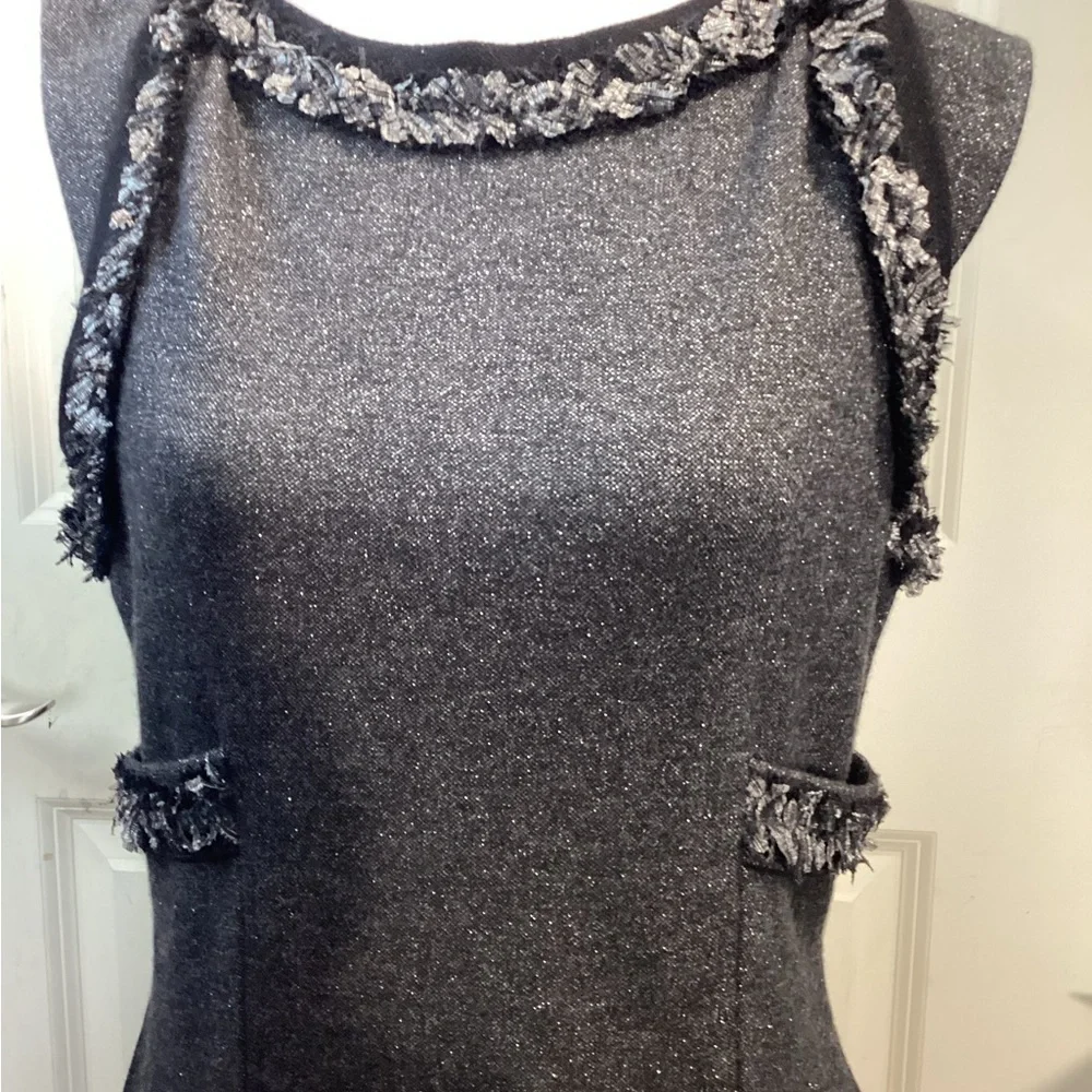 CHANEL Authenticated Gray Textured Midi Dress